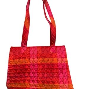 Vera Bradley Pink and Orange Quilted Shoulder Bag